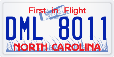 NC license plate DML8011