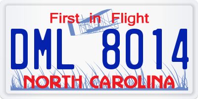 NC license plate DML8014