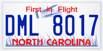NC license plate DML8017