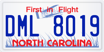 NC license plate DML8019