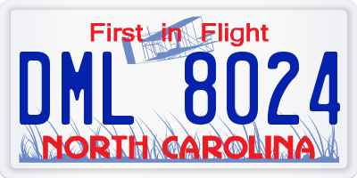 NC license plate DML8024