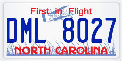 NC license plate DML8027