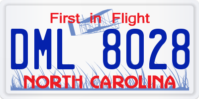 NC license plate DML8028