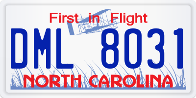 NC license plate DML8031