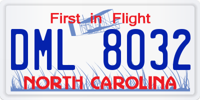 NC license plate DML8032