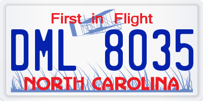 NC license plate DML8035