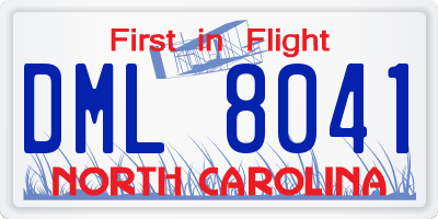 NC license plate DML8041