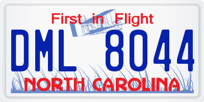 NC license plate DML8044