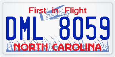 NC license plate DML8059