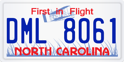 NC license plate DML8061