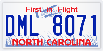 NC license plate DML8071