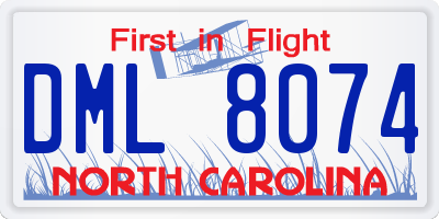 NC license plate DML8074