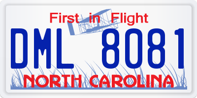 NC license plate DML8081