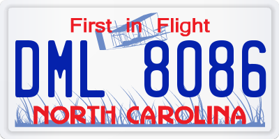 NC license plate DML8086