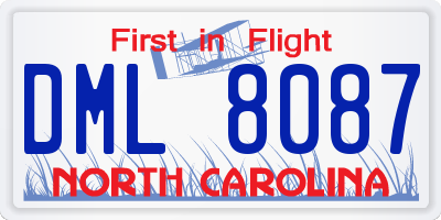 NC license plate DML8087