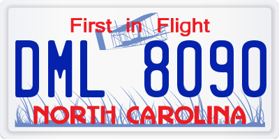 NC license plate DML8090