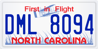 NC license plate DML8094