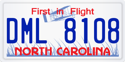 NC license plate DML8108