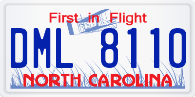 NC license plate DML8110