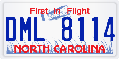 NC license plate DML8114