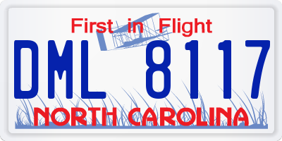 NC license plate DML8117