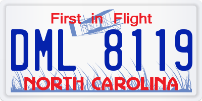 NC license plate DML8119