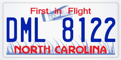 NC license plate DML8122