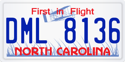 NC license plate DML8136