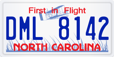 NC license plate DML8142