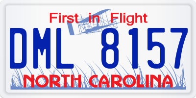 NC license plate DML8157