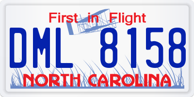 NC license plate DML8158