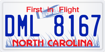 NC license plate DML8167