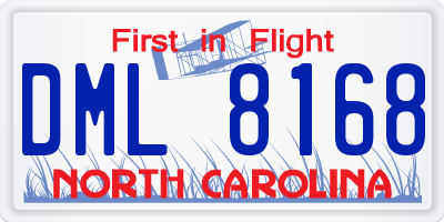 NC license plate DML8168