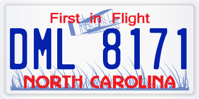 NC license plate DML8171