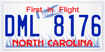 NC license plate DML8176