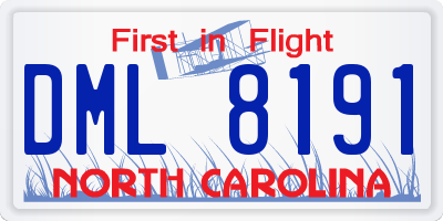 NC license plate DML8191