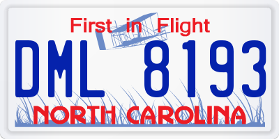 NC license plate DML8193