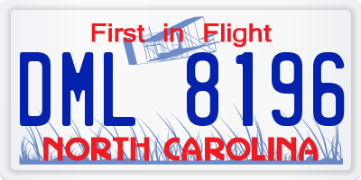 NC license plate DML8196