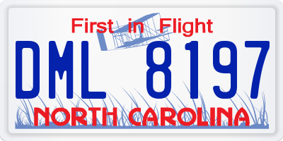 NC license plate DML8197