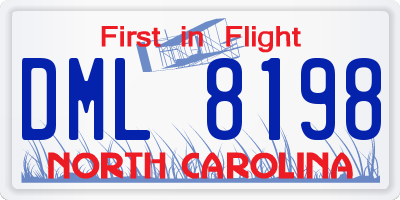 NC license plate DML8198