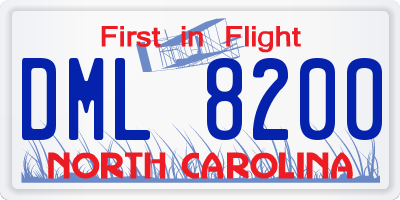 NC license plate DML8200