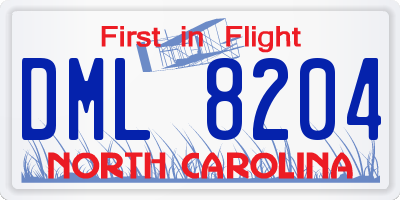 NC license plate DML8204