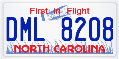 NC license plate DML8208