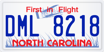 NC license plate DML8218