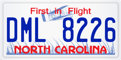 NC license plate DML8226