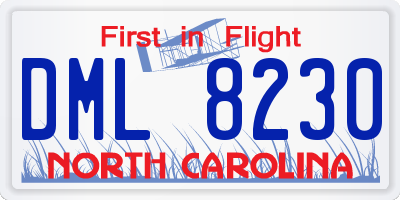 NC license plate DML8230