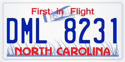 NC license plate DML8231