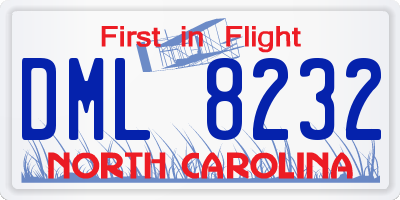NC license plate DML8232