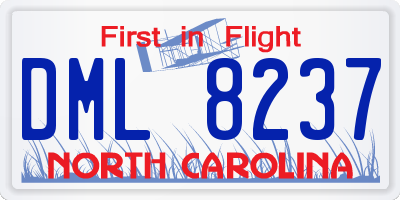 NC license plate DML8237