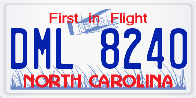 NC license plate DML8240